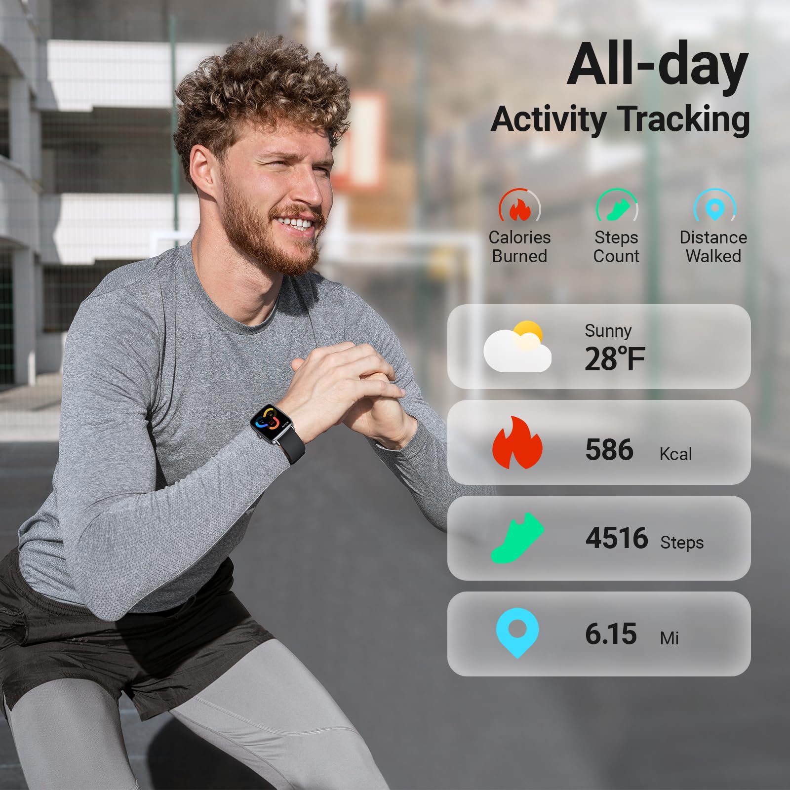 Fitpolo Smart Watch For Men Women, 1.85'' Touchscreen Fitness Tracker, Make/Answer Calls, Heart Rate Spo2 Monitor, Ip68 Waterpro